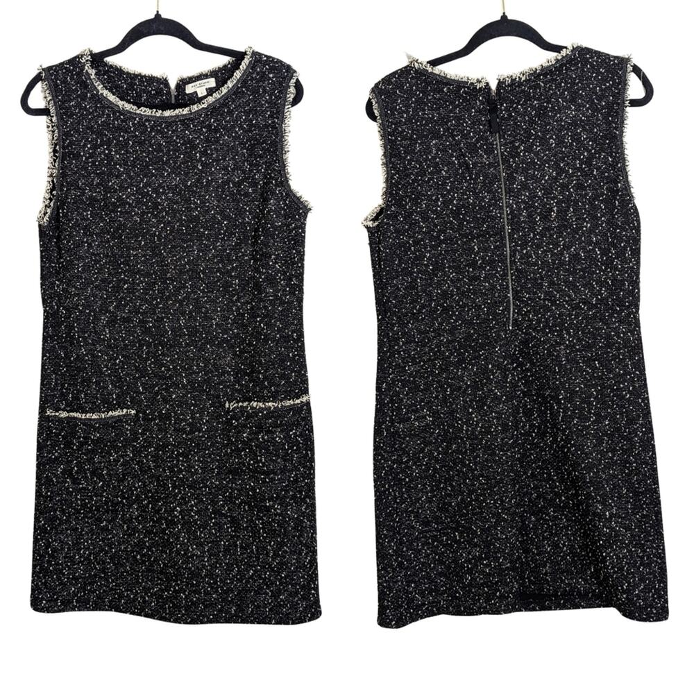 Vintage Inspired Mod Tweed Shift Dress Fringe Pockets Women's Size Large